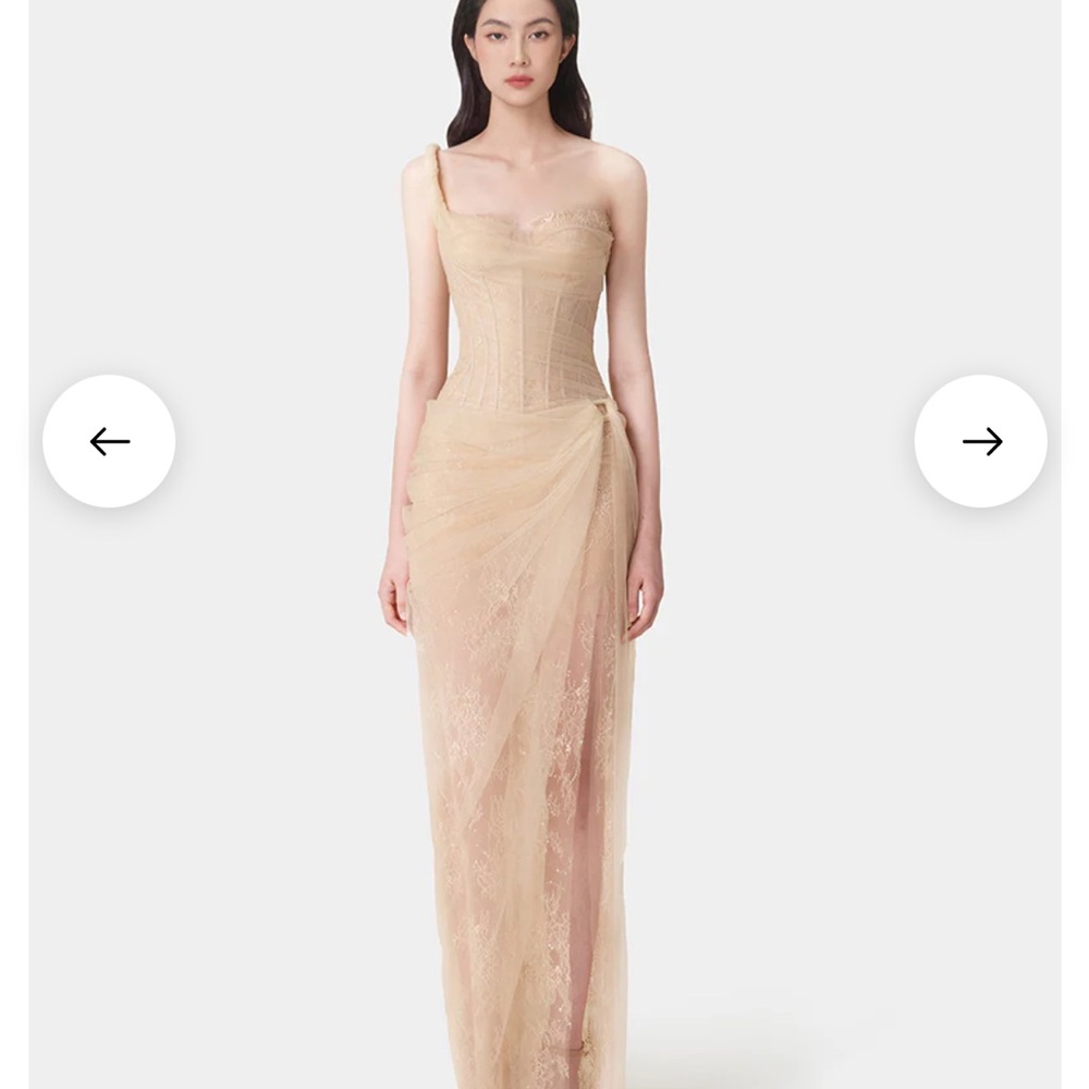 Elegant One-Shoulder Maxi Dress in Nude
